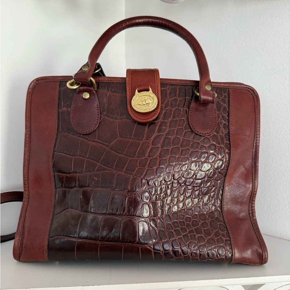 Brahmin croc print leather bag